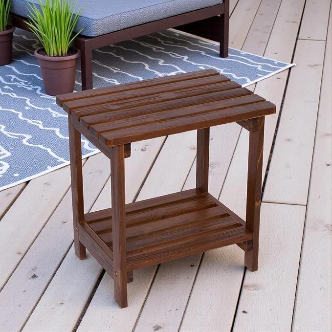 Shine Company Providence Rectangular Solid Wood Side Table, Outdoor Adirondack - Image 5