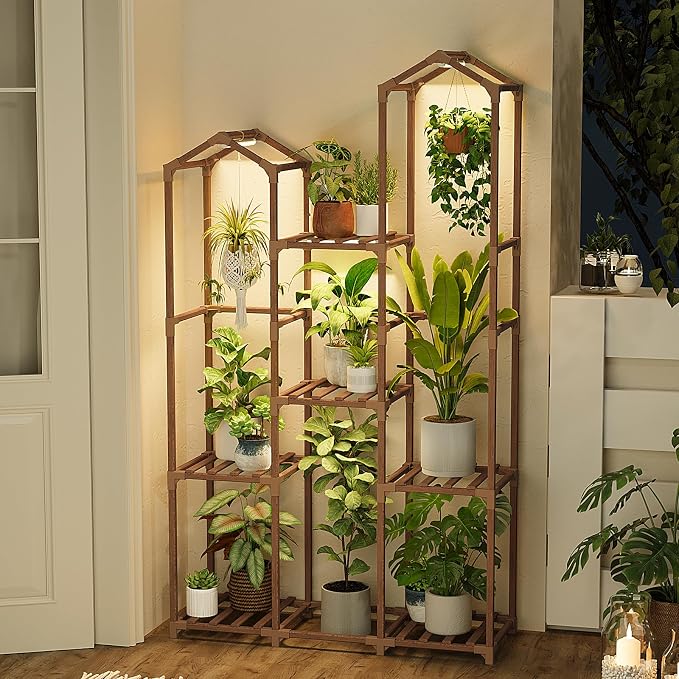 Bamworld Plant Stand with Grow Light Corner Plant Shelf Indoor with Lights Tall - Image 6
