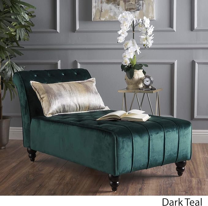 Christopher Knight Home Rafaela Modern Glam Tufted Velvet Chaise Lounge - Image 4