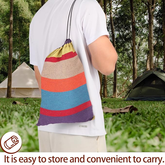 Camping Hammocks for Backyard Hanging Sturdy Garden Comfortable Fabric Hammock - Image 4