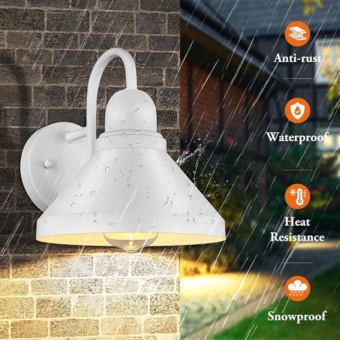 Brightever Gooseneck Outdoor Wall Lanterns, Anti-Rust Outside Barn Wall Mount - Image 6