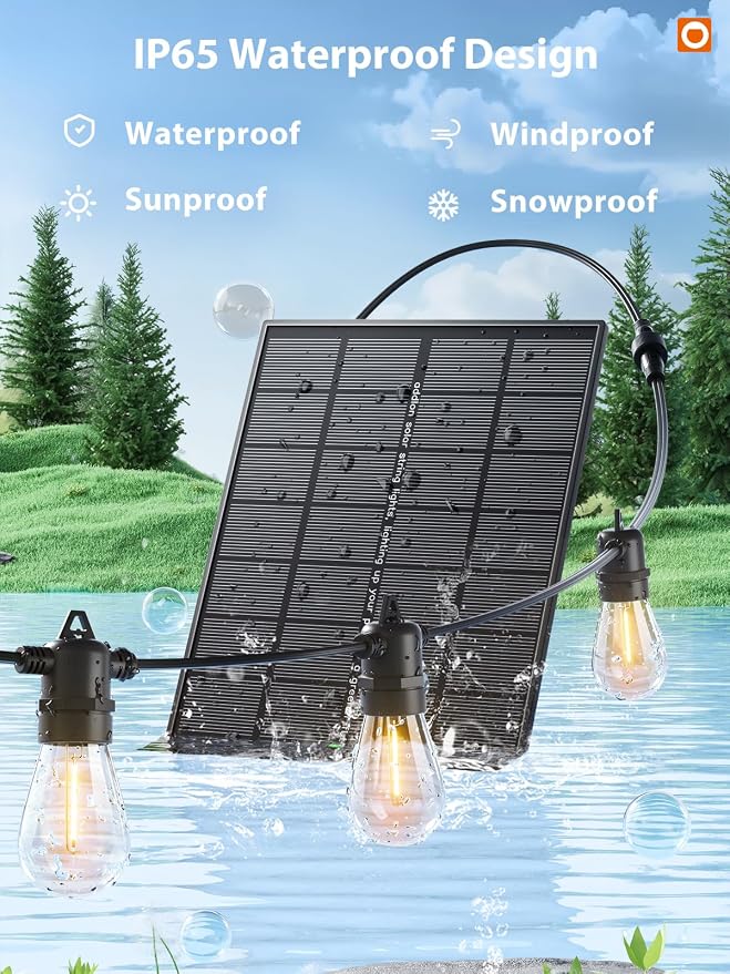 addlon 200FT Solar String Lights Outdoor Waterproof 6W Panel - Image 3