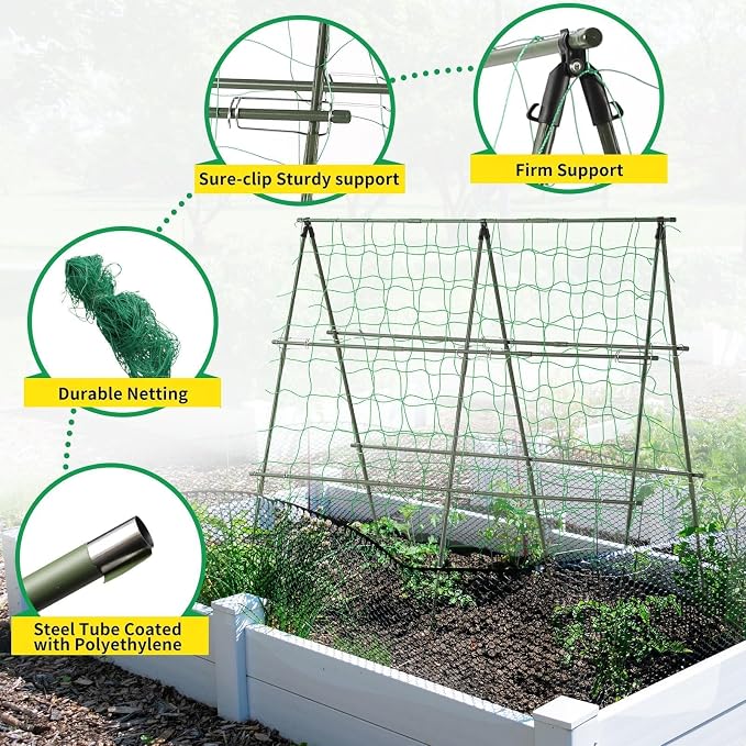 Lalahoni Cucumber Trellis, 4ft x 4ft Metal A-Frame Garden Trellis Climbing - Image 4
