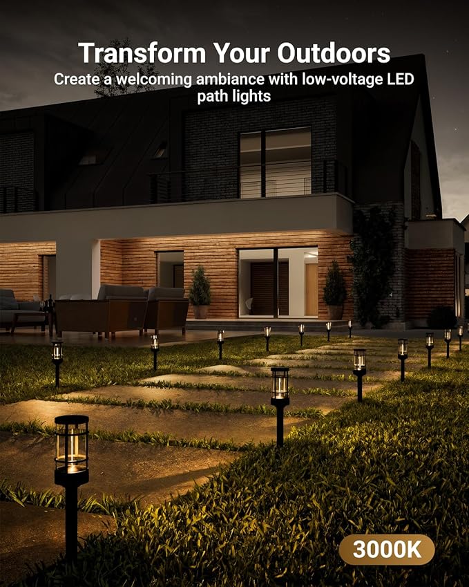 Sunco 6 Pack Low Voltage Garden Pathway Lights, LED Landscape Pathway Lighting - Image 2
