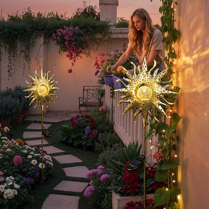 TAKE ME Sun Solar Lights Outdoor Waterproof Metal Garden Stakes - Image 9