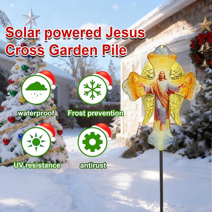 Solar Jesus Cross Garden Lights - Image 3
