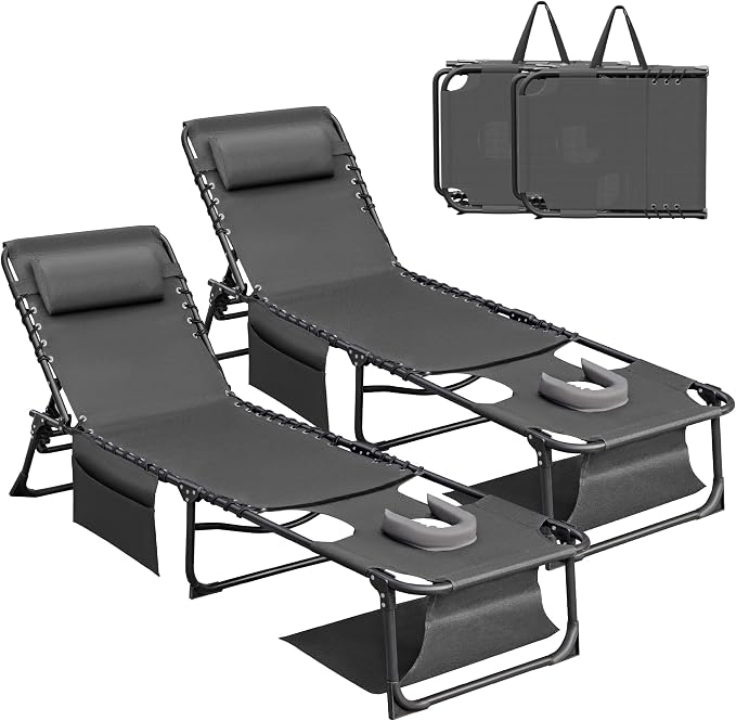 Devoko Beach Lounge Chair, Outdoor Sun Tanning Chair - Image 7