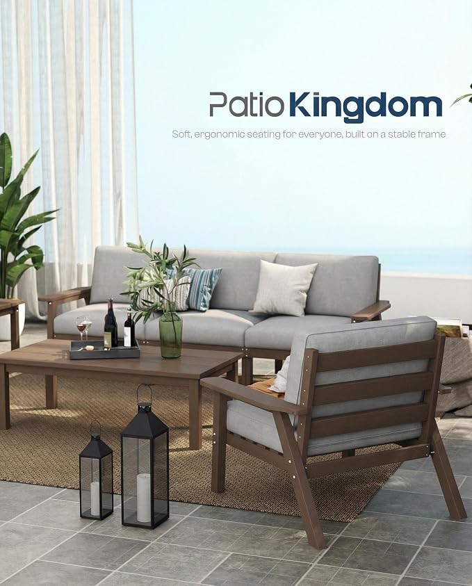 Patio Furniture Set 2 Seats, HDPE Outdoor Sectional - Image 9