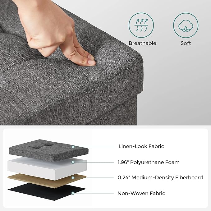 SONGMICS 15 Inches Cube Storage Ottoman, Bedroom Bench - Image 6