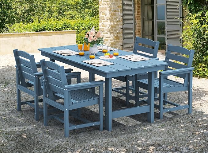 SERWALL Patio Table Set, Outdoor HDPE Dining Furniture - Image 7