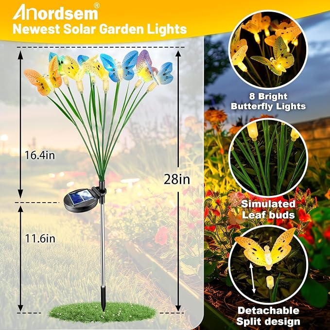 Anordsem Solar Garden Lights Outdoor: 8 Removable Fiber Optic Fabric - Image 3