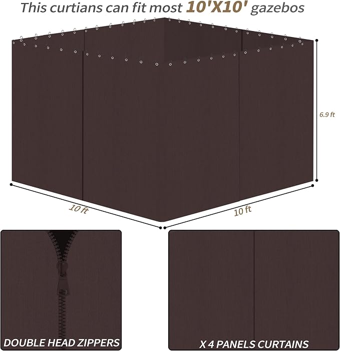 Gazebo Privacy Curtains 10' x 10' - Image 4