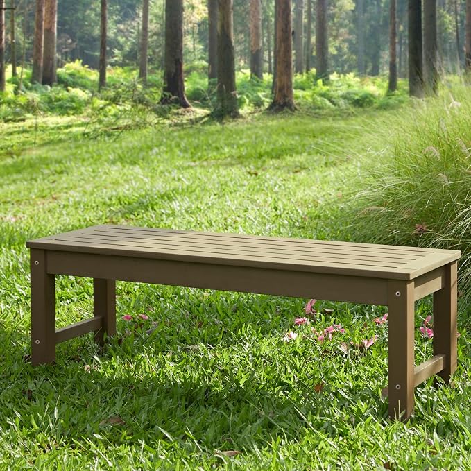 Psilvam Knight Bench, Two Person Outdoor Poly Lumber Patio Backless Bench - Image 7