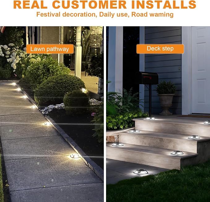 VOLISUN Solar Driveway Dock Marine Lights 8-Pack, 2 Colors in 1, Outdoor LED - Image 7
