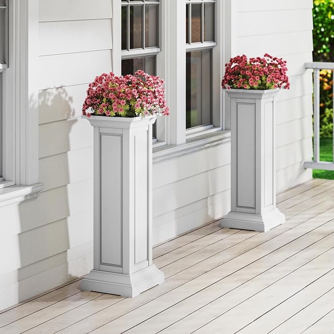 36in Tall Resin Planter Set of 2, Large Outdoor Planter - Image 7