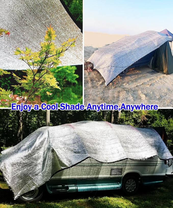 70% Aluminum Foil Shade Cloth Mesh No Grommets Silver Tarps Fabric Privacy - Image 7