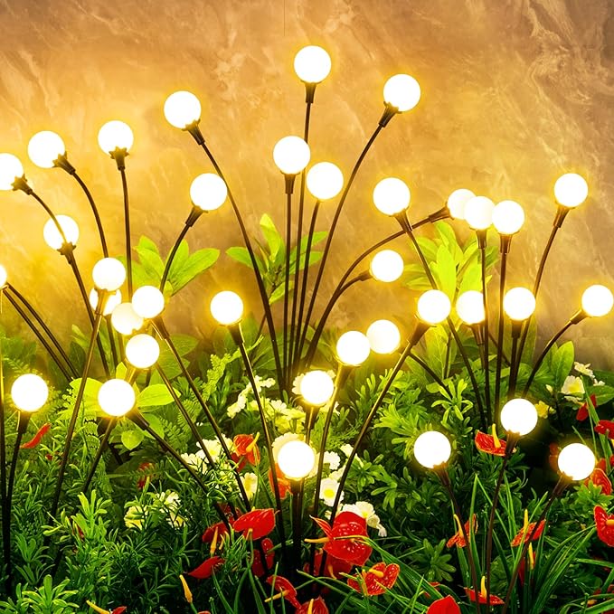 Solar Lights Outdoor Waterproof 4 Pack of 32 LEDs Garden Patio Firefly by Unknown