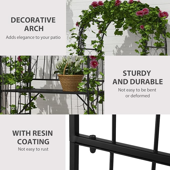 Outsunny Metal Trellis Arbor Arch - Image 4