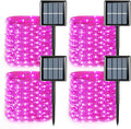 QITONG 4 Pack Pink Solar Fairy Lights, Each 33ft 100 LED String Lights Outdoor by QITONG