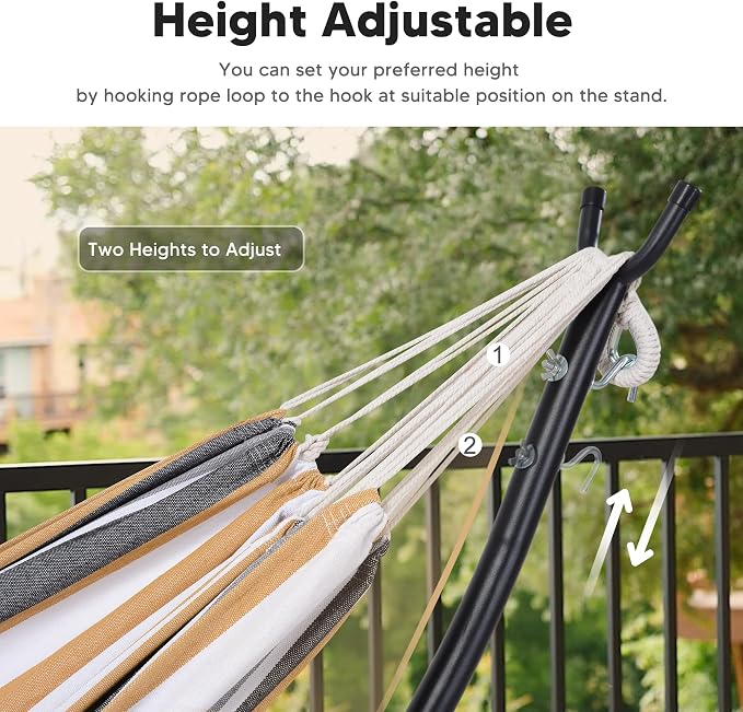 SUNCREAT 2 Person Hammock with Stand, Heavy Duty Free Standing Hammock with - Image 6