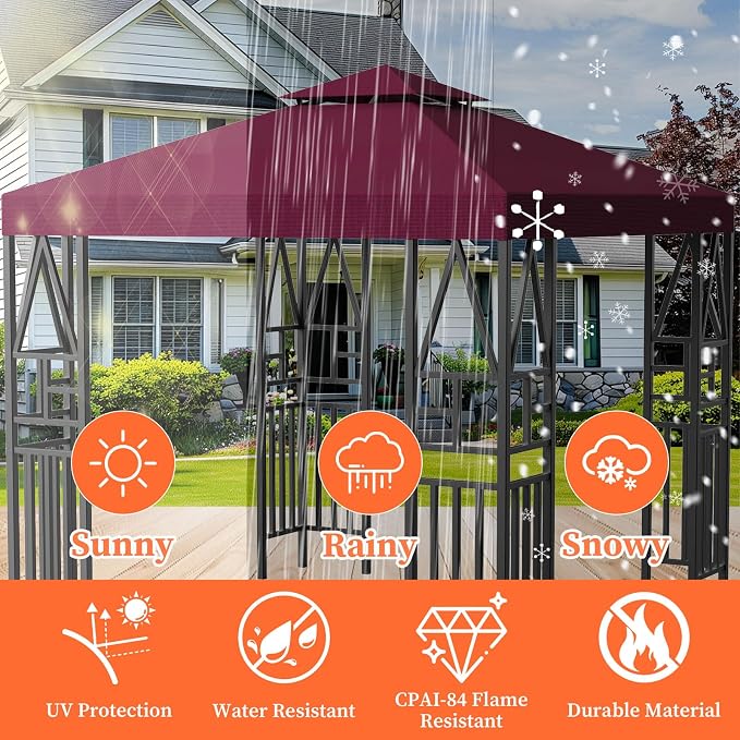 Gazebo Canopy Replacement 10x10ft Outdoor Shelter - Image 2