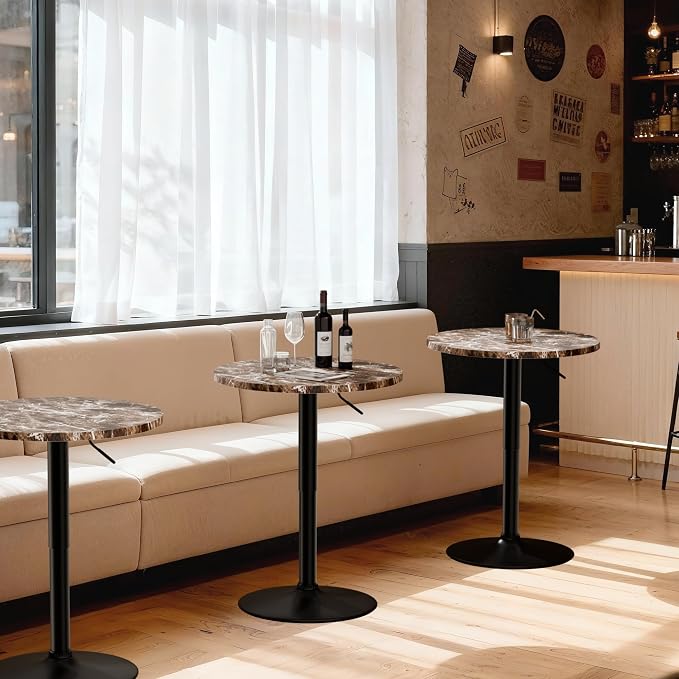Shahoo Bar Table, Adjustable Height Pub Table 27.4-36 Inches, Cocktail Table - Image 7