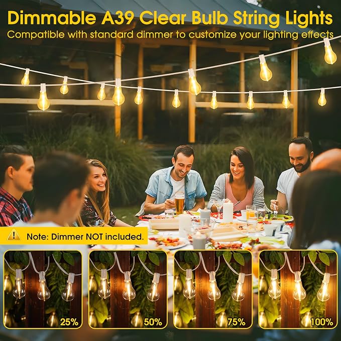 100FT Outdoor String Lights, LED Patio Lights - Image 4