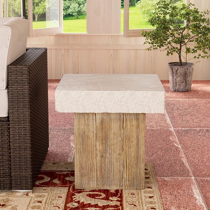 COSIEST Outdoor Medium Side Table, Patio Coffee Table, 19.7 inches Square MgO - Image 6