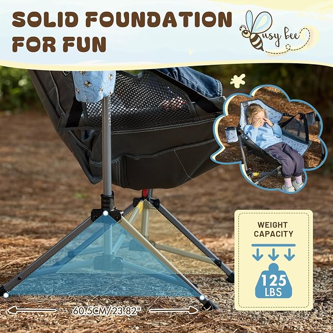BusyBee Hammock Camping Chairs for Kids, Folding Kids Chair - Image 5