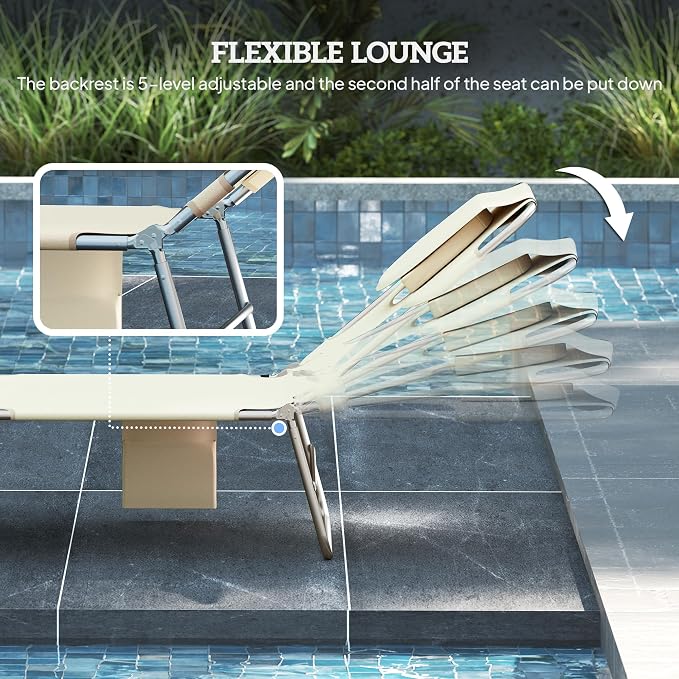 Outsunny Chaise Lounge Chair Outdoor Set of 2 - Image 4