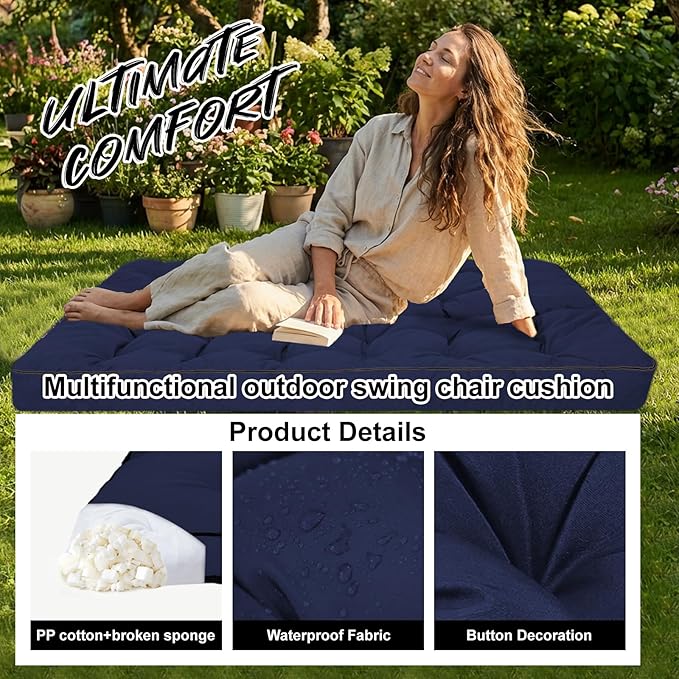 Waterproof Porch Swing Cushion Replacement, Thick 4" 2–3 Seat Outdoor Swing - Image 3