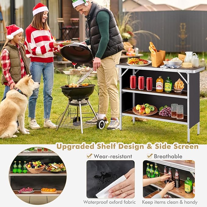 COSTWAY Folding Picnic Table, Portable Camping Table - Image 4