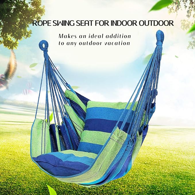 Hommtina Hammock Chair Hanging Rope Swing, Max 300 Lbs Hanging Chair - Image 3