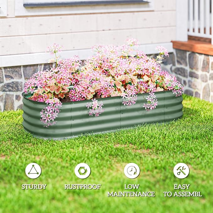 Outsunny 5' x 2' x 1' Galvanized Raised Garden Bed Kit, Outdoor Metal Elevated - Image 6