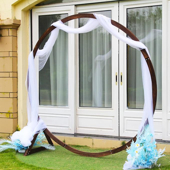 7.5FT Circle Wood Arch for Wedding Ceremony Arbor Backdrop Stand for Garden - Image 8