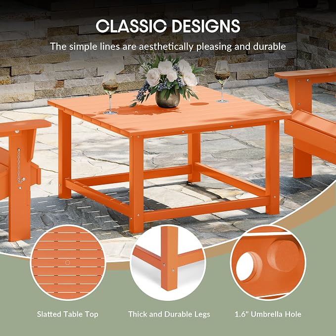 WestinTrends Malibu Low Outdoor HDPE Square Patio Coffee Table - Image 8