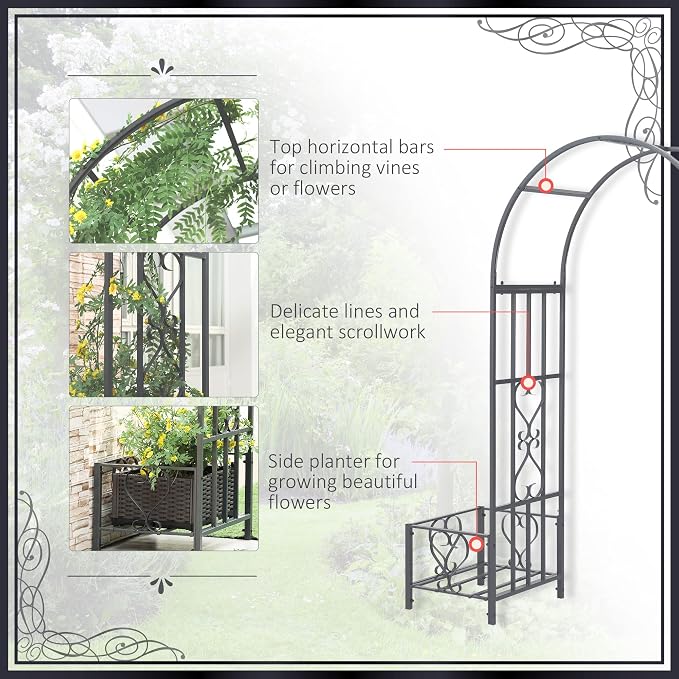 Outsunny 6.7' Steel Garden Arch Arbor - Image 5