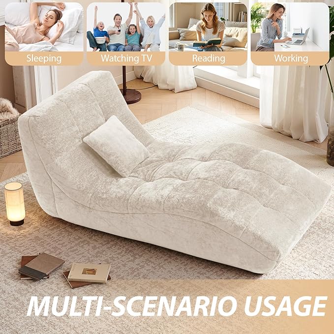 Chaise Lounge Chair with Curved Back, Modern Upholstered Recliner Sofa - Image 5