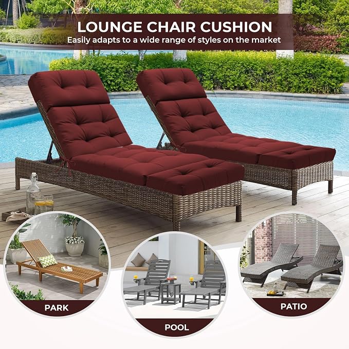 Outdoor Chaise Lounge Chair Cushion 74.4 x 22 x 4.7 Inches Non-Slip Lounge - Image 6