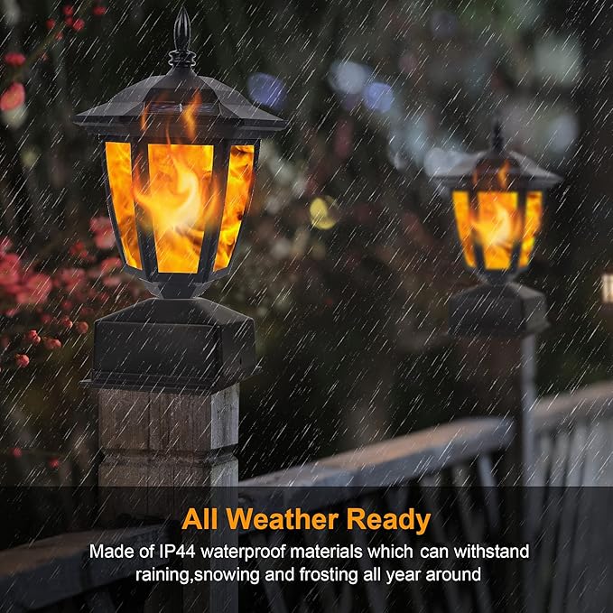 Dynaming Solar Flame Post Lights Outdoor, Solar Powered Lamps Fence Post Cap - Image 4
