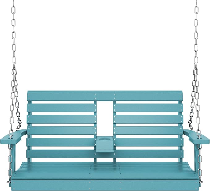 KINGYES Outdoor Hanging Porch Swing, 2 Seat Patio Swing Chair - Image 9