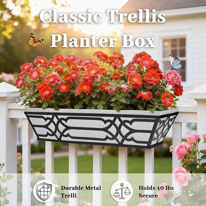 4 Pack 24 Inch Railing Boxes Planter - Image 2