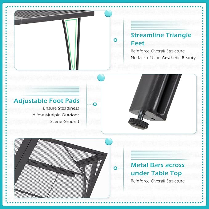 AECOJOY 39.4" Outdoor Patio Dining Table - Image 5