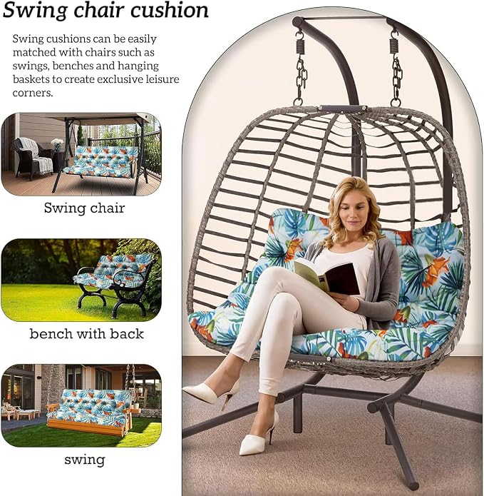 Outside Benches Cushion with Backrest, Thicken Waterproof Swing Cushions 2/3 - Image 2