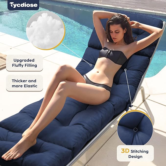 Outdoor Chaise Lounge Chair Cushion Set of 4, Thickened 74.4 x 22 x 4.7 Inches - Image 3