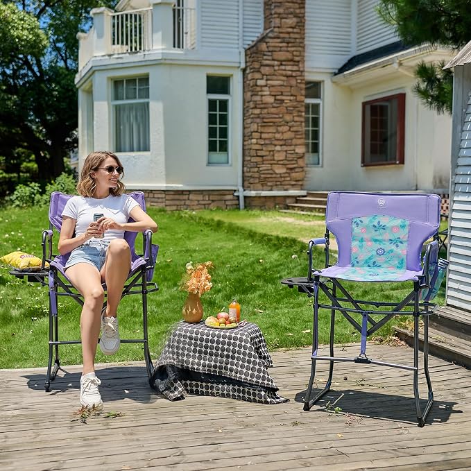 EVER ADVANCED Portable 30.7" Seat Height Tall Folding Camping Chair Directors - Image 2
