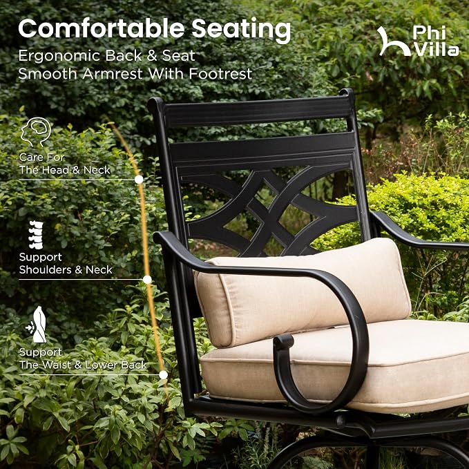 PHI VILLA 7 Pieces Patio Bar Set, Outdoor Bar Table and Chairs Set, Strong and - Image 4