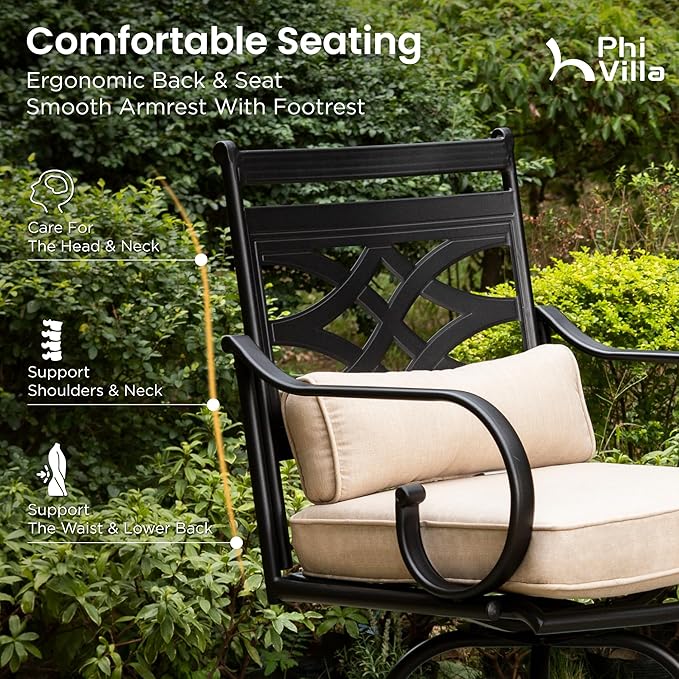 PHI VILLA 5 Piece Patio Bar Set, Outdoor Bar Table and Chairs Set, Strong and - Image 4