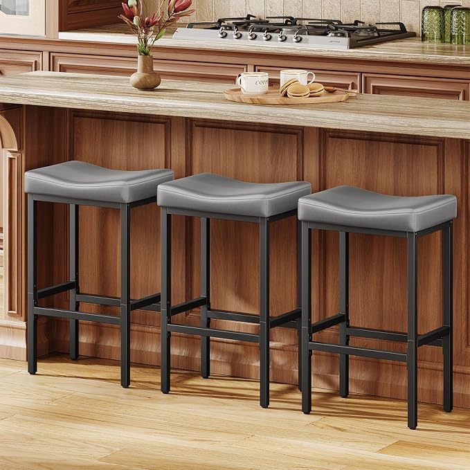 24 Inch Counter Height Bar Stools Set of 3, Compact Counter Stools by Vellorise