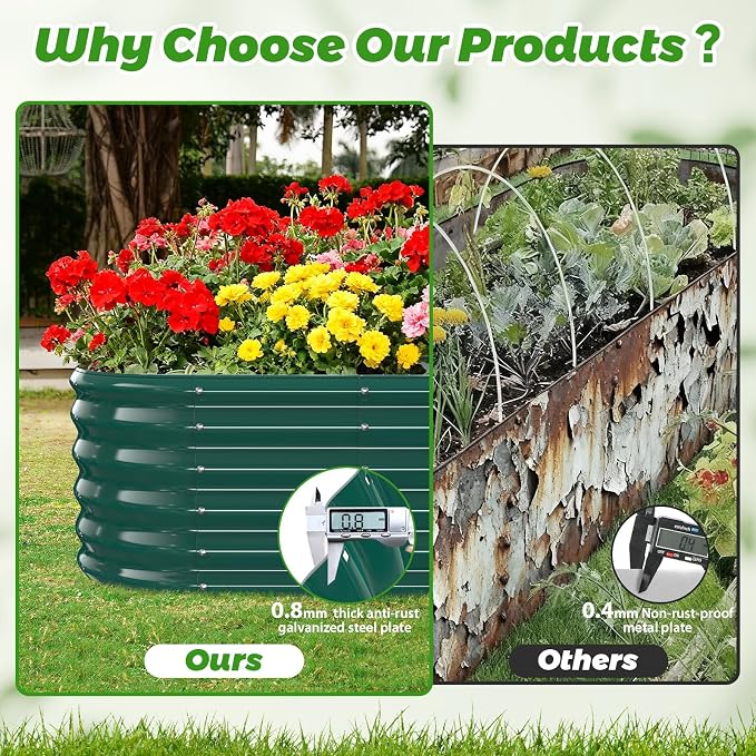 17" Tall Outdoor Garden Raised Garden Bed Kits, 5ft X 2ft Oval, 0.8MM Thick - Image 5
